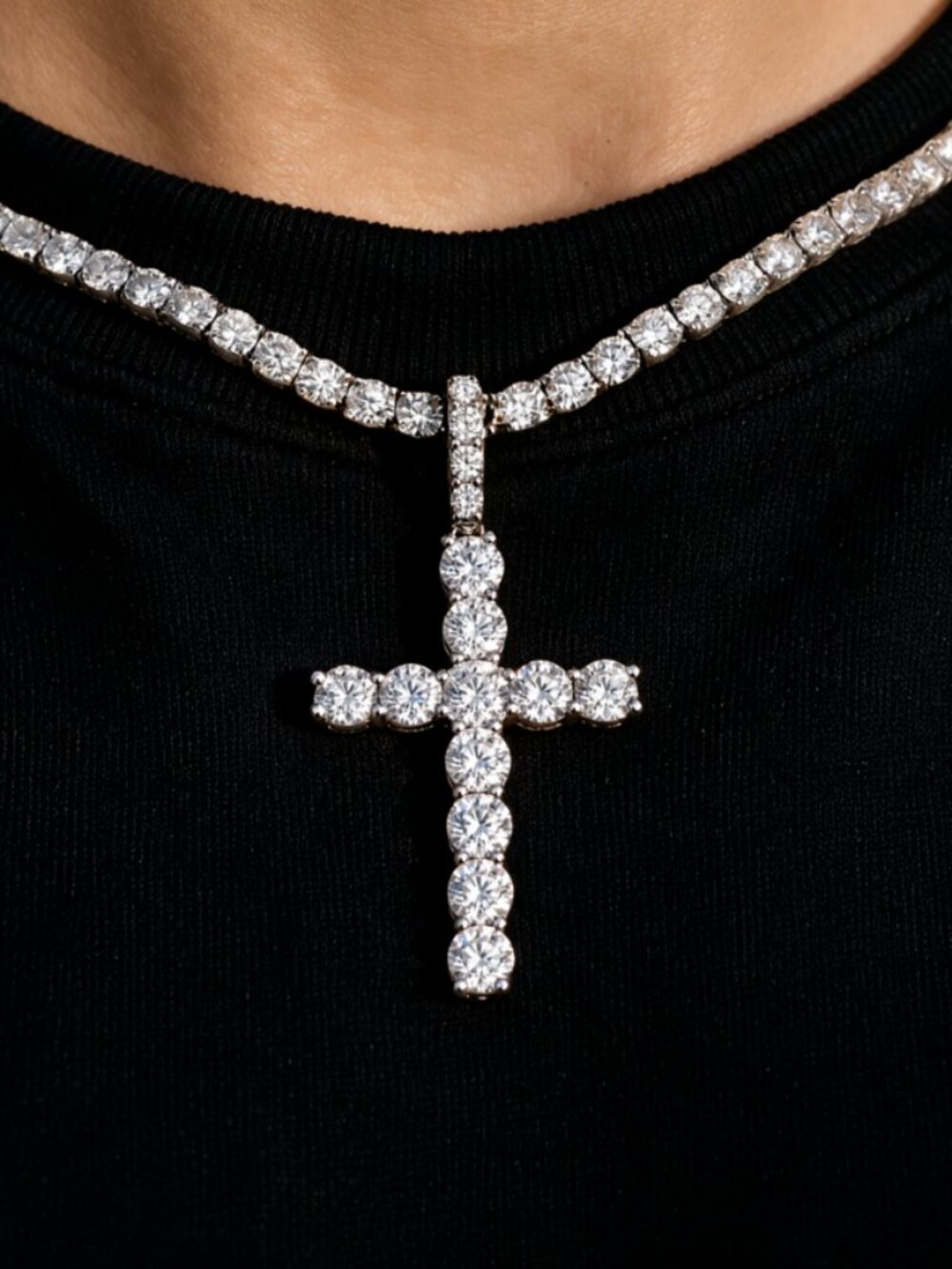 Iced Out Cross Pendant - FLORASA